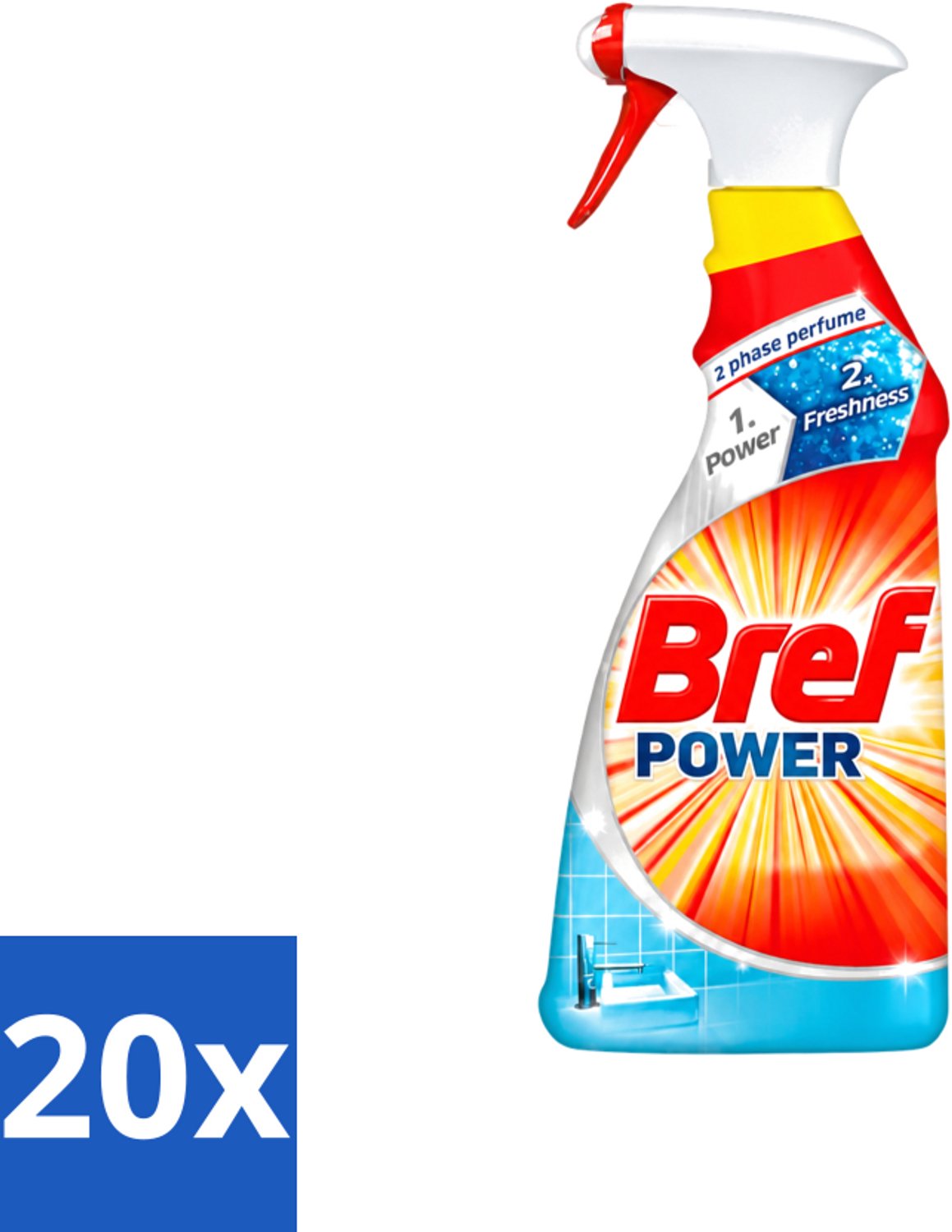 20 x Bref Power - Badkamerreiniger - Spray - Anti-Kalk & Vuil - Fris - 750 ml - Voordeelverpakking - 20 stuks