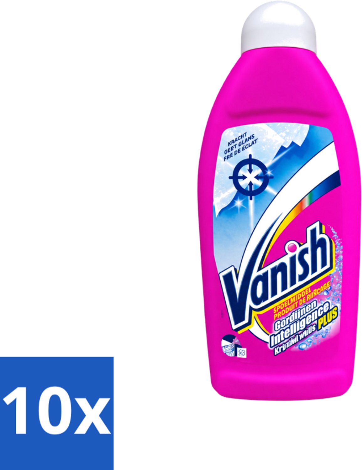 10 x Vanish Gordijnen - Kristalwit - Wasmiddel - Zonder Chloor - Witte Was - 500 ml - Voordeelverpakking - 10 stuks