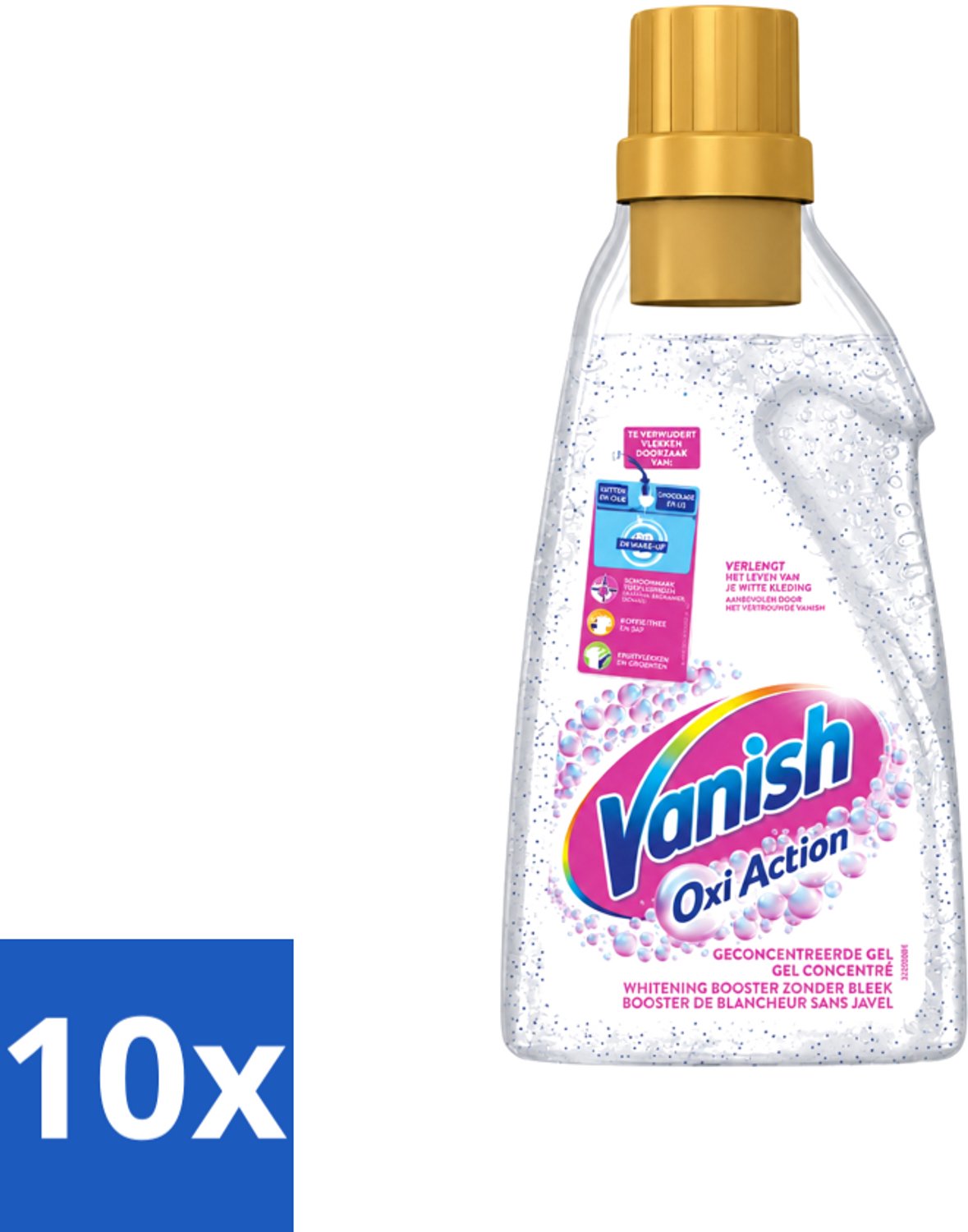 10 x Vanish Oxi Action - Vlekkenverwijderaar Gel - Witte Was - 1.5 L - Voordeelverpakking - 10 stuks