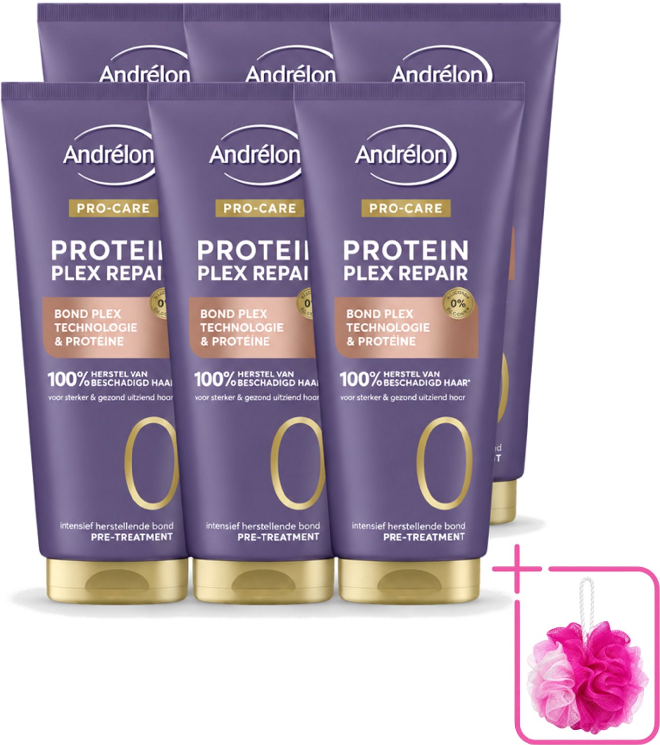 6 x Andrélon – Pre-Treatment – Pro Care Protein Plex Repair – 170 ml - Bulkverpakking - Haarbescherming - Douchemop - Haarherstel