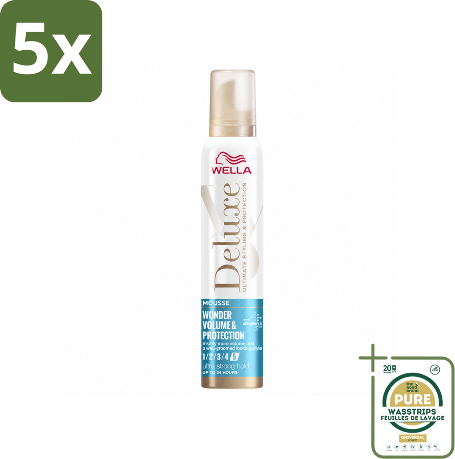 5 x Wella – Deluxe Volume & Protection – Haarmousse – 200 ml - Wasstrips - Haarmousse - Volume - Haarbescherming - Anti-pluis - Haarverzorging