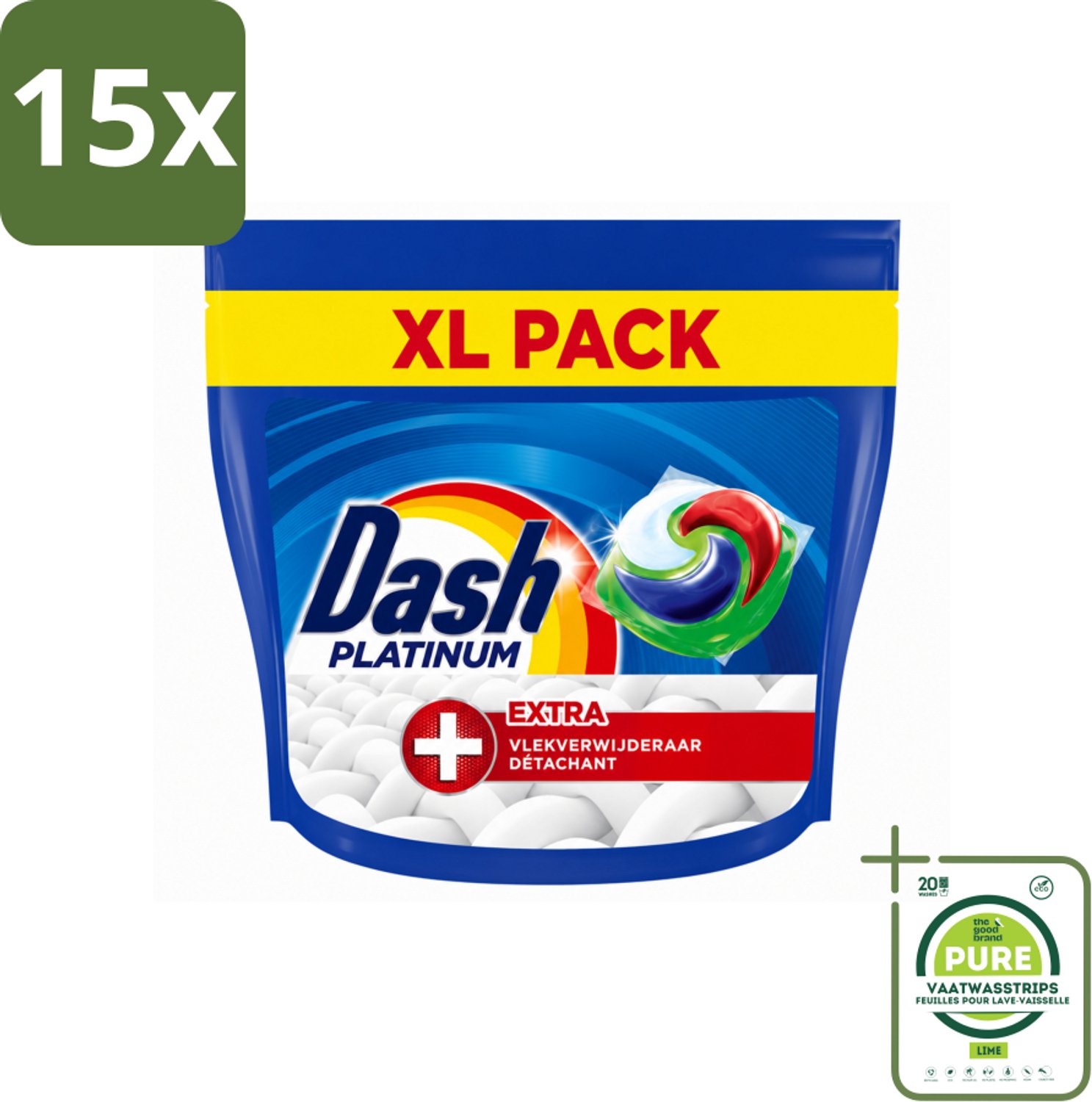 15 x Dash – Wasmiddelcapsules – 4in1 Pods + Extra Vlekkenverwijderaar – 35 capsules - Grootverpakking - Vaatwasstrips - Wasmiddel - Vlekverwijdering - Wasmachine - Wasmiddel Pod - Krachtige Reiniging