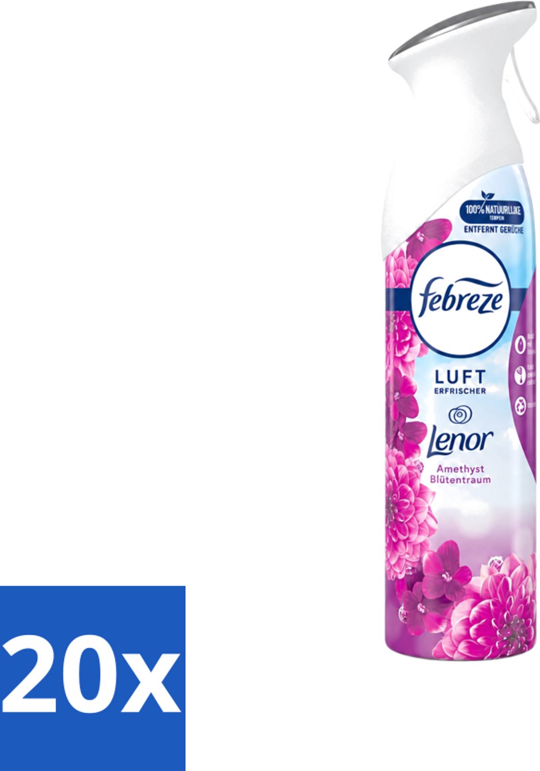20 x Febreze Amethist Luchtverfrisser Spray - Frisse Bloemen Geur - 300ml - Voordeelverpakking - 20 stuks