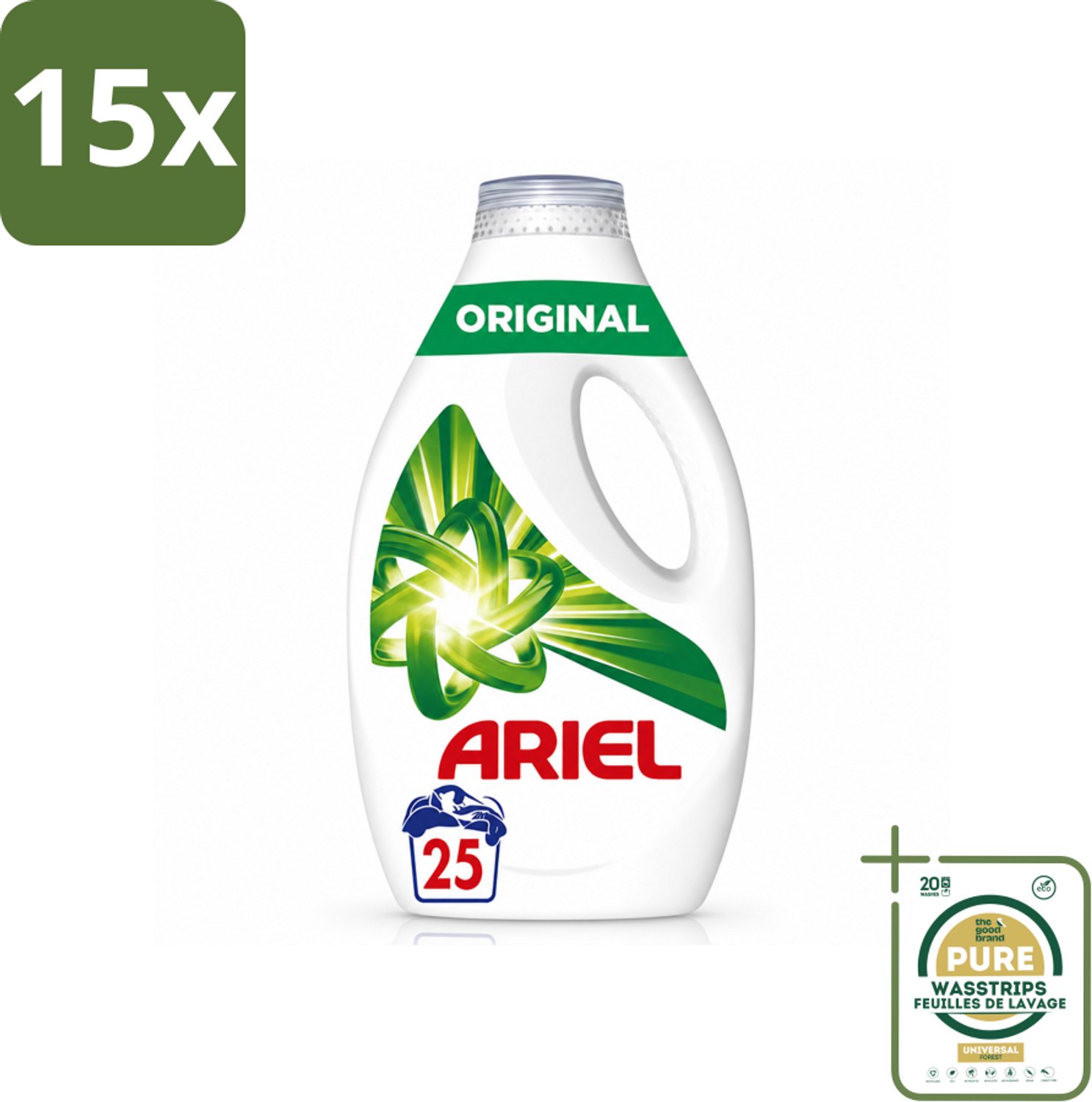 15 x Ariel – Original – Vloeibaar Wasmiddel – 1,13 L - Wasstrips - Vloeibaar Wasmiddel - Wasmiddel Origineel - Fris Wasmiddel - Diepe Reiniging - Koudwasformule