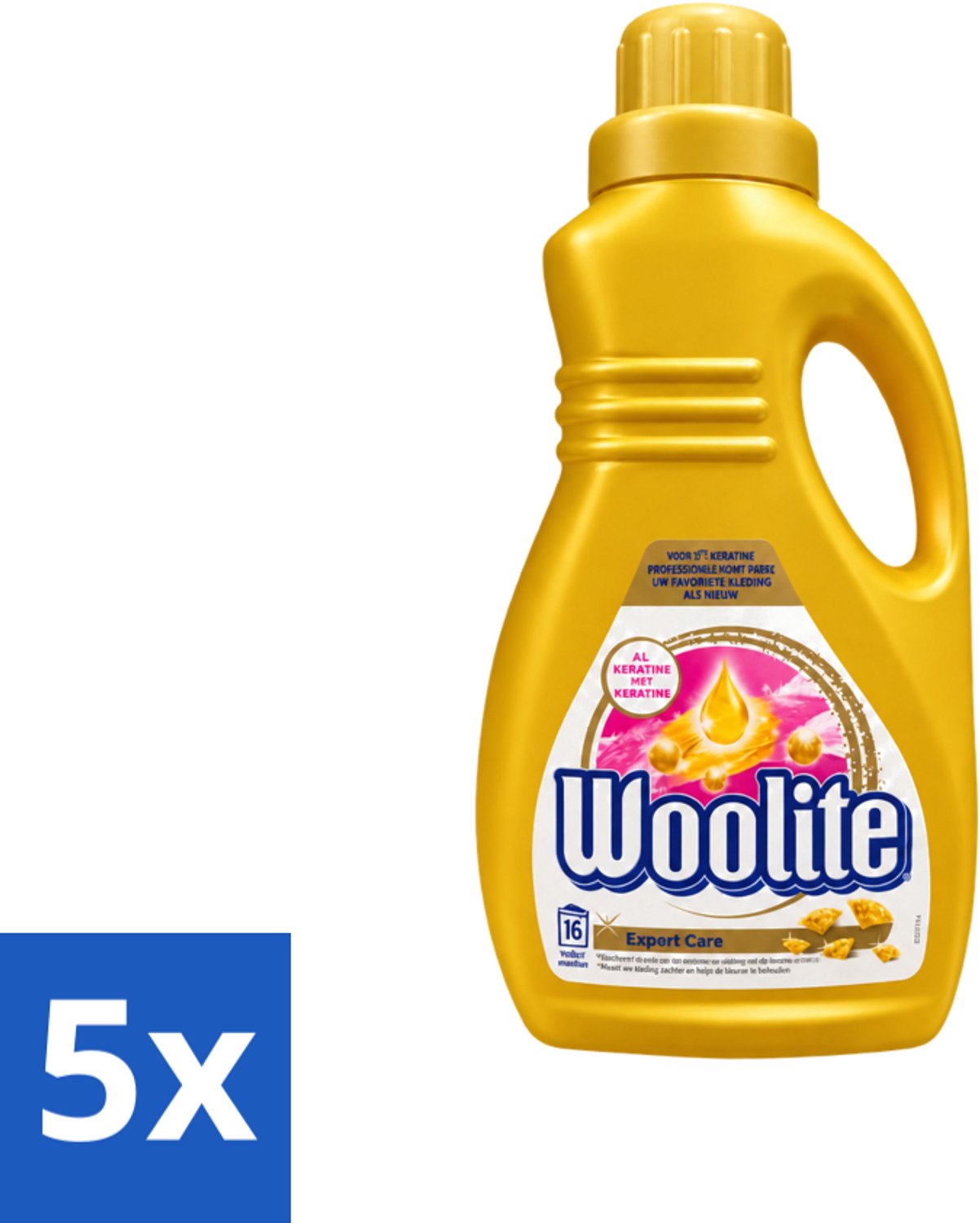 5 x Woolite Expert Care - Vloeibaar Wasmiddel - Met Keratine - Delicate Was - 16 Wasbeurten - 1L - Voordeelverpakking - 5 stuks