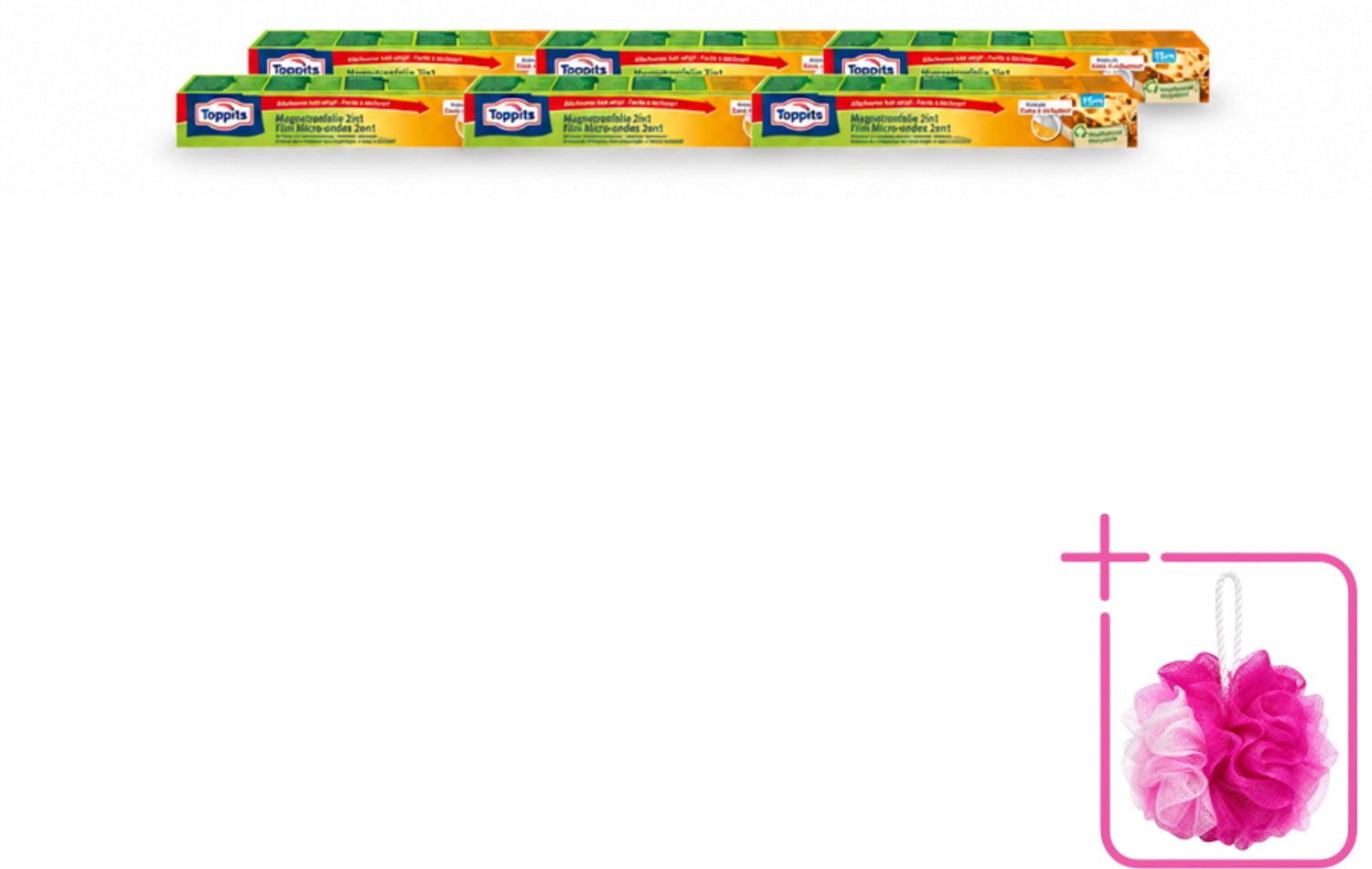 6 x Toppits – Magnetronfolie 2-in-1 – 15 m - Bulkverpakking - Magnetronfolie - Douchemop - Bewaren