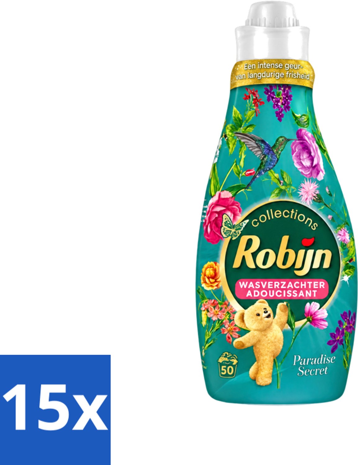 15 x Robijn Collections - Wasverzachter - Paradise Secret - 1,25L - 50 Wasbeurten - Voordeelverpakking - 15 stuks
