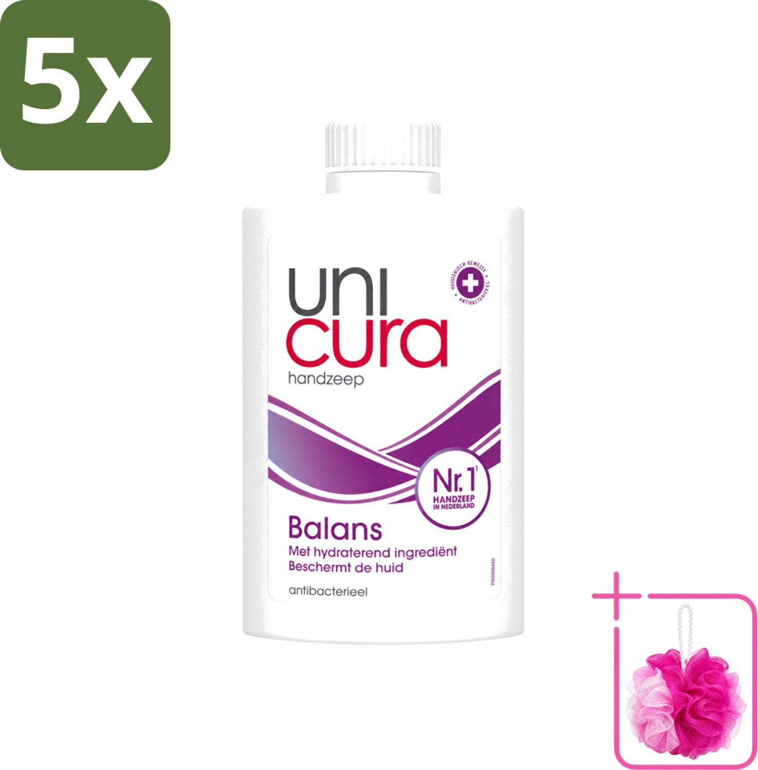 5 x Unicura – Vloeibare Zeep Navulling – Balans – 250 ml - Bulkverpakking - Handzeep - Douchemop - Antibacterieel
