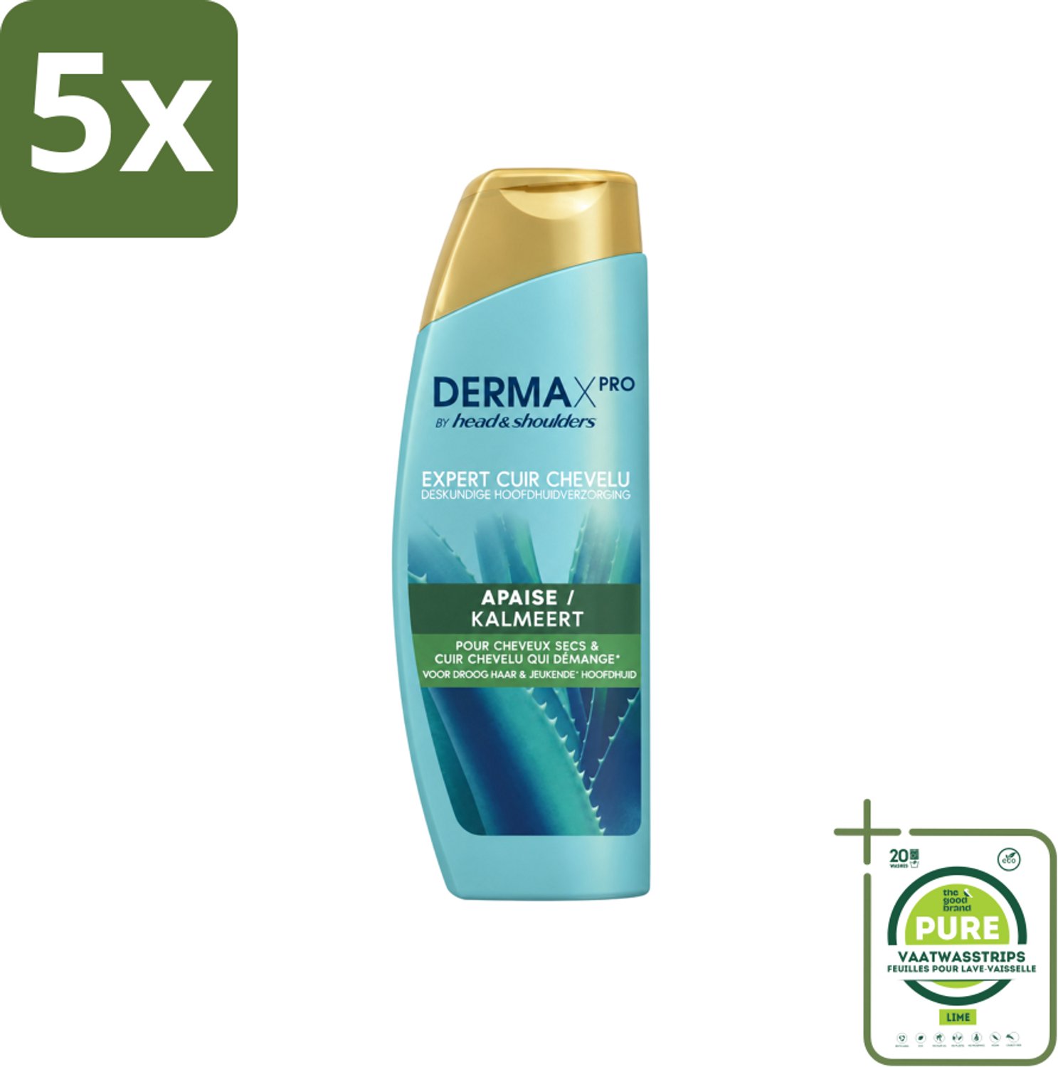 5 x Head & Shoulders - DermaX Pro - Anti-Roos Shampoo - Kalmeert - 470 ml - Grootverpakking - Vaatwasstrips - Anti-roos Shampoo - Droge Hoofdhuid - Jeuk - Hoofdhuid Verzorging - Kalmerend Shampoo