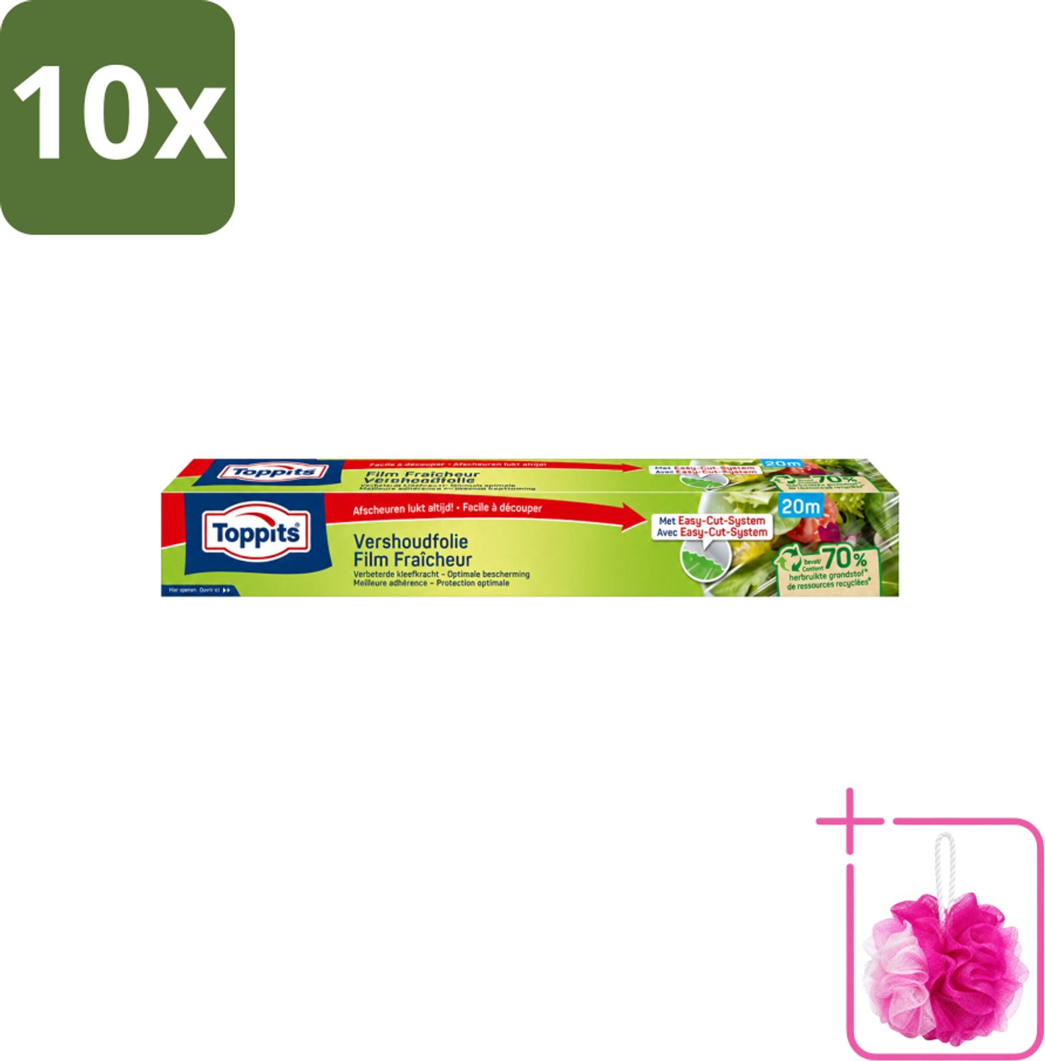10 x Toppits – Vershoudfolie – 32,5 cm × 20 m - Bulkverpakking - Vershoudfolie - Douchemop - Eetvoedingsproducten
