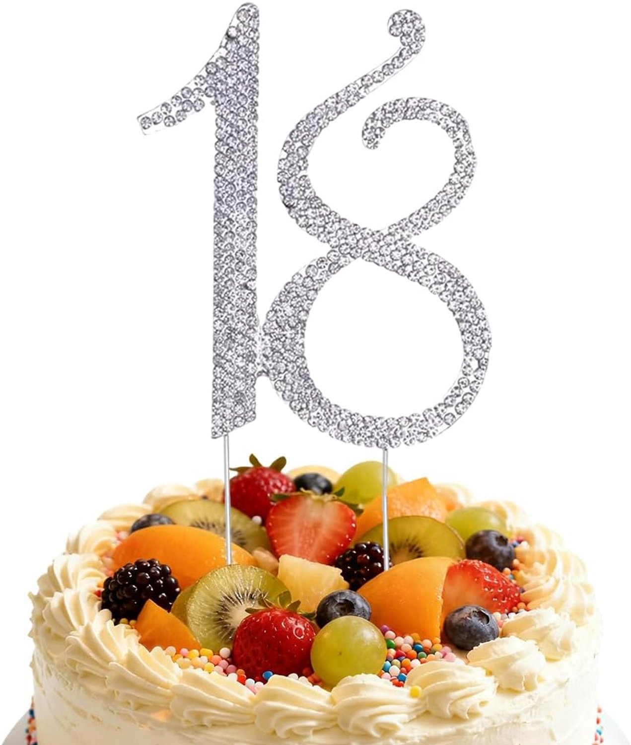 Taartdecoratie voor 18e verjaardag, taarttopper nummer 18, met strass, taartdecoratie voor meisjes, ideaal voor verjaardag of jubileum