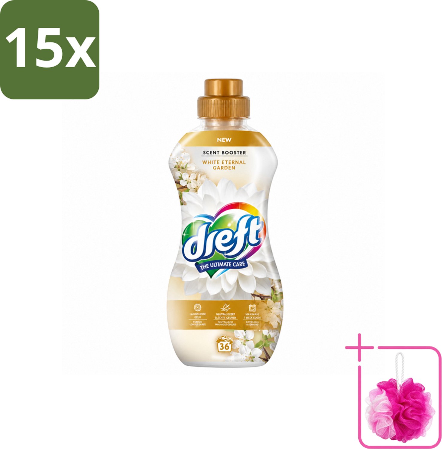 15 x Dreft – White Eternal Garden – Vloeibare Geurbooster – 720 ml – 36 wasbeurten - Bulkverpakking - Wasgeur - Douchemop - Wasgeurbooster