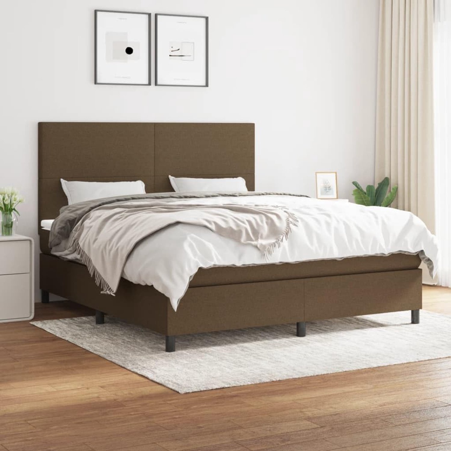 Duurzaam hoofdbord verstelbaar boxspringbed donkerbruin 180x200