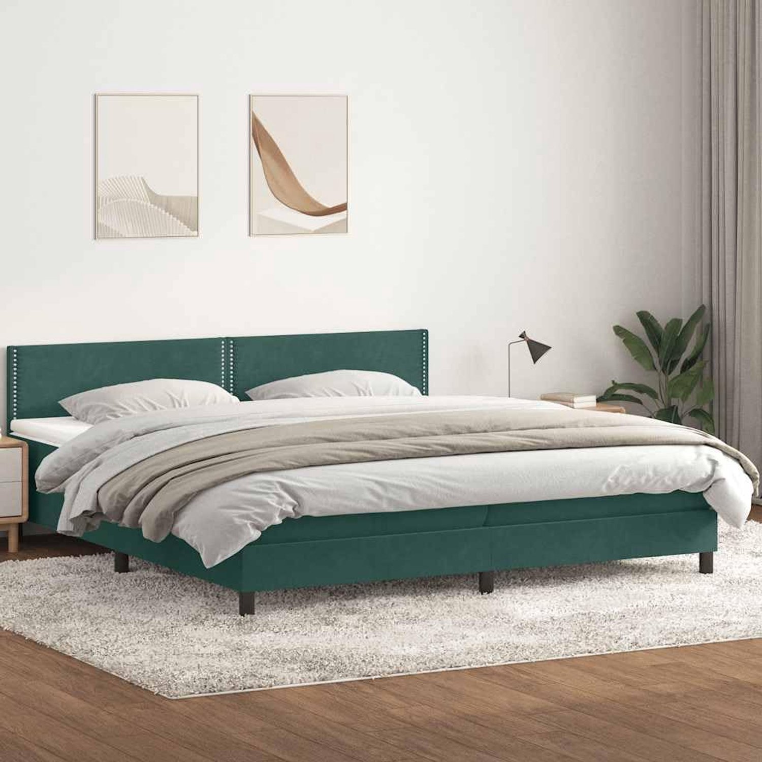 Pocketveringmatras Boxspringbed Donkergroen 180x220 cm