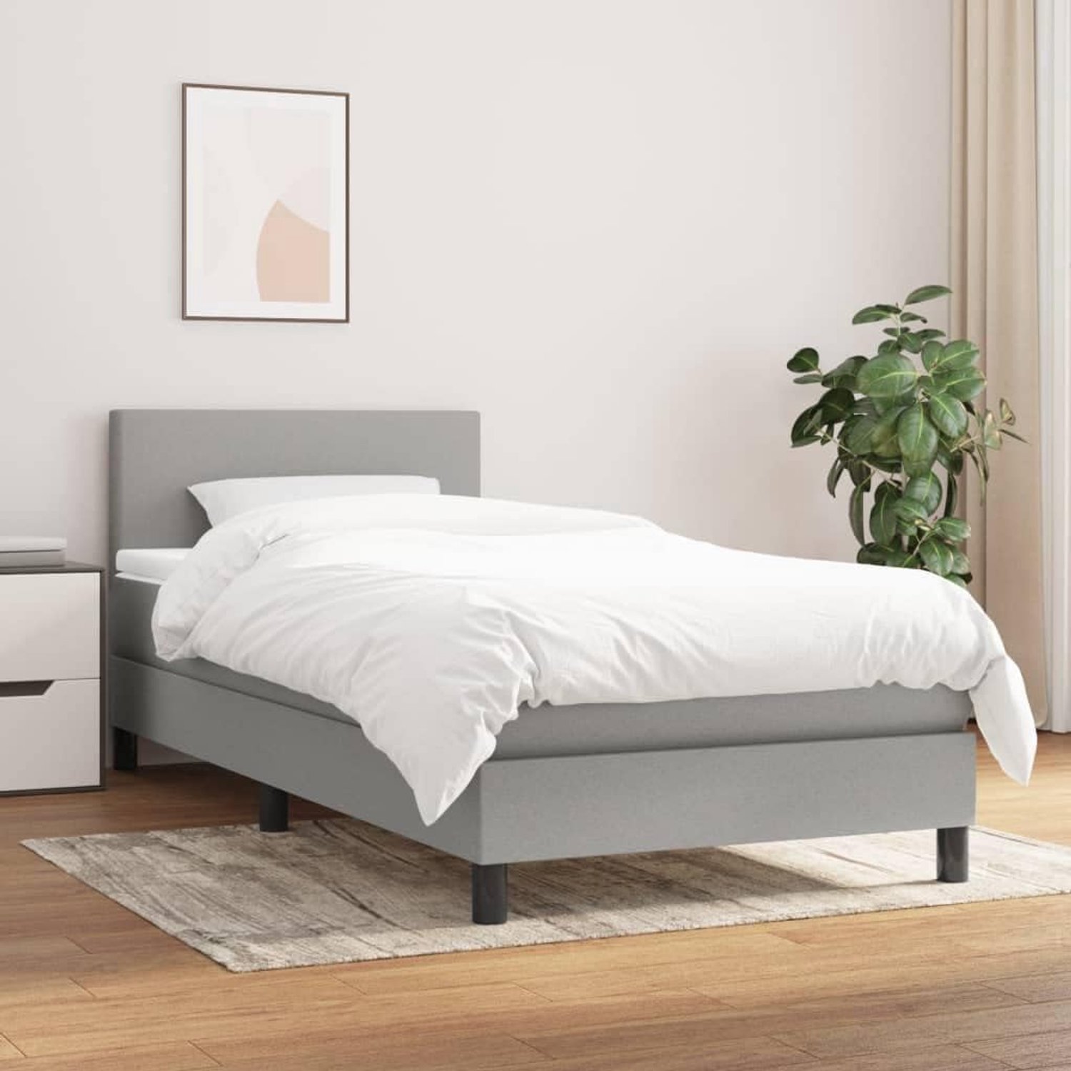 Stof Verstelbaar hoofdbord Pocketvering Lichtgrijs 100x200 cm