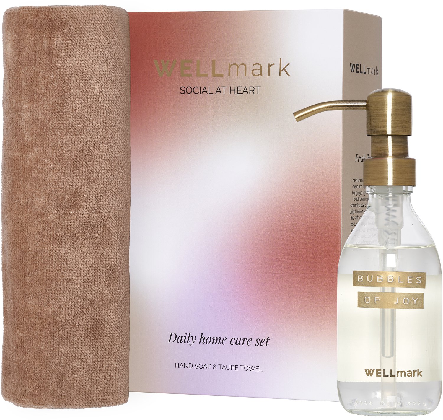 Wellmark giftbox Daily Home Care: handzeep + handdoek taupe - fresh linen