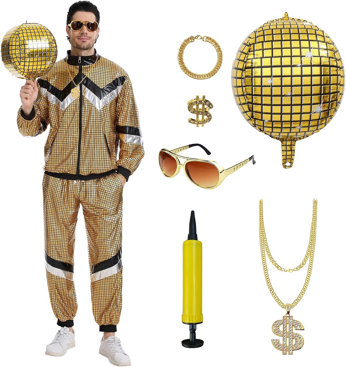 80-outfit dames heren 8-delig trainingspak disco kostuum
