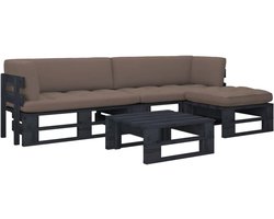 4-delige pallet-lounge-set van keteldruk geïmpregneerd grenenhout, tuinbankset met kussens voor terras en tuin