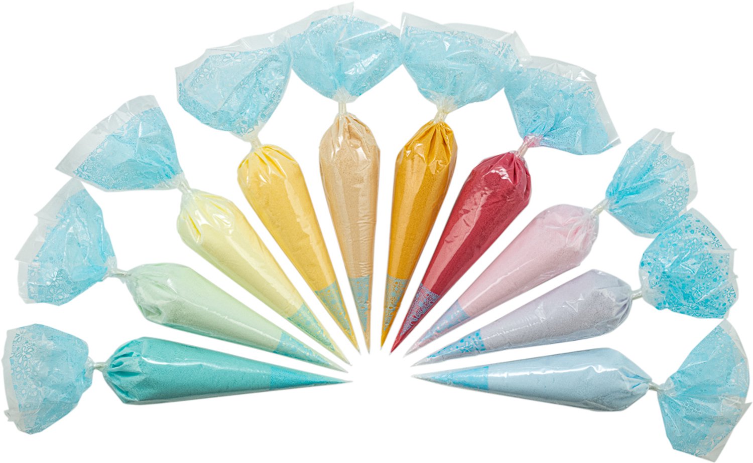 Claudius Scrubzout Rainbow - 300 gram in puntzak blauw - 10 stuks - zen moment, eucalyptus, opium, lavendel, rozen, hamam, vanille, amandel, appel-kaneel en fruity melon - Hydraterende Lichaamsscrub - Body Scrub