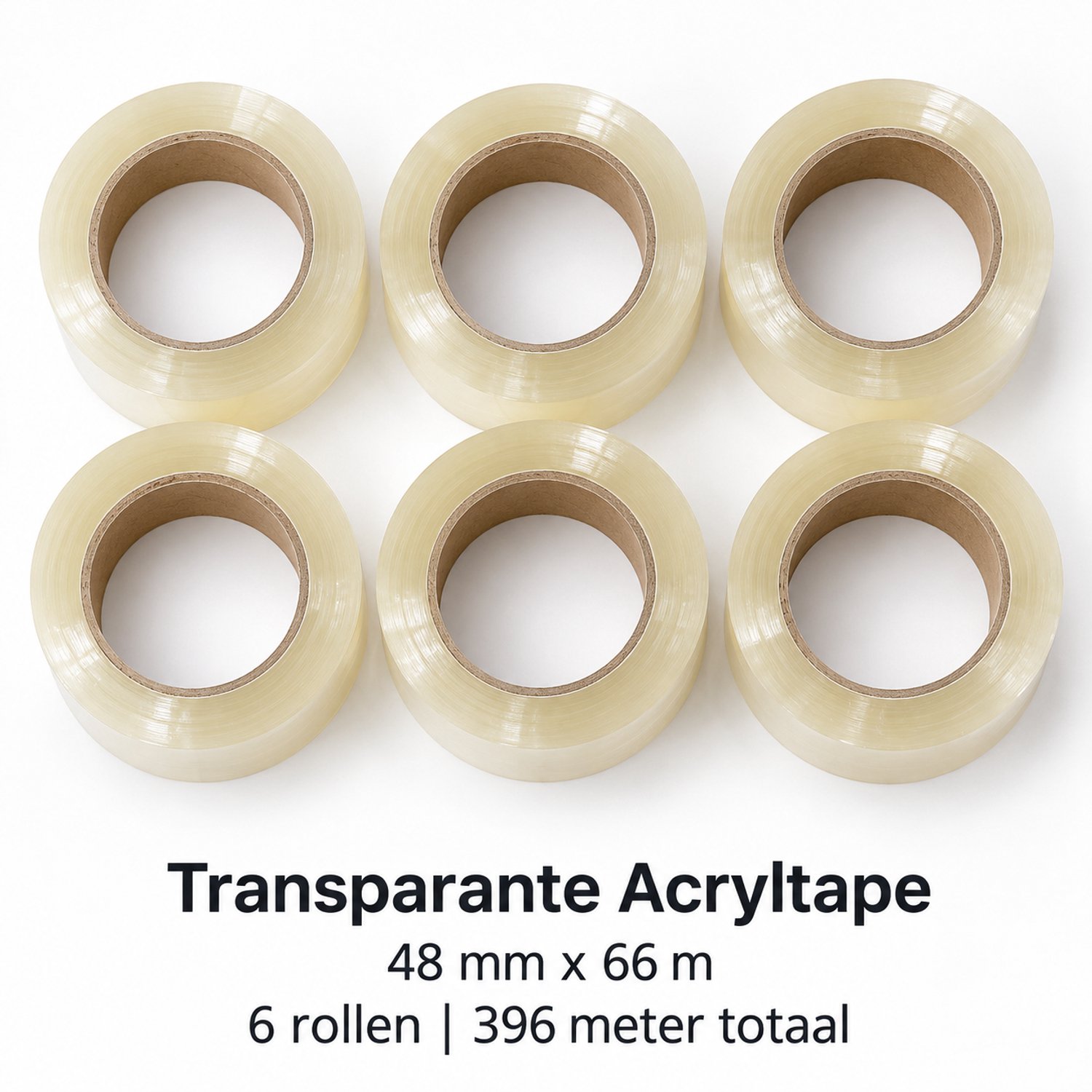 Transparante Acryltape - 48 mm x 66 m - 6 Rollen - Verpakkingstape