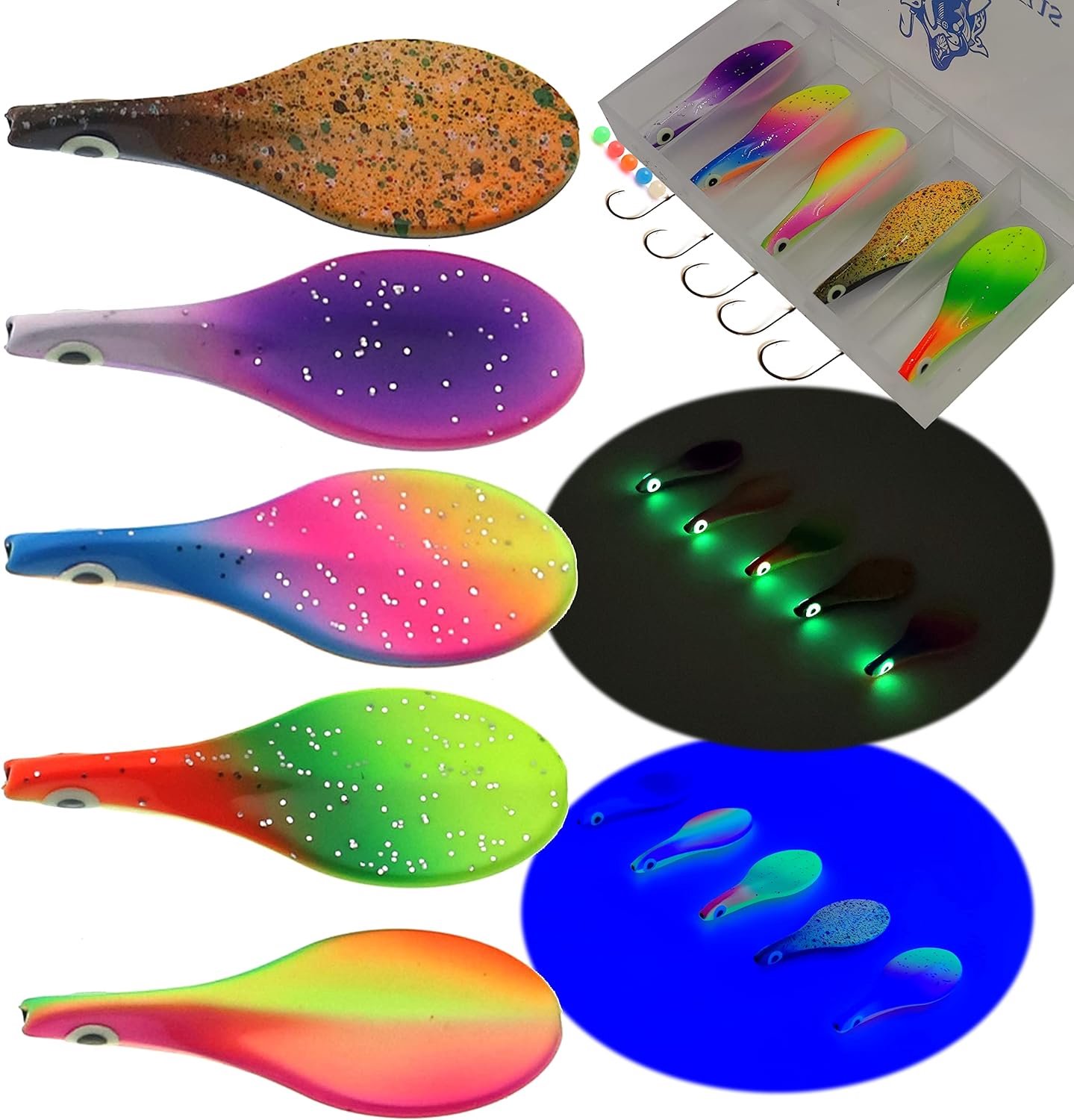 Merkloze Inline Lepel Set voor Forel Vissen - 5x 4.5g met Tackle Box