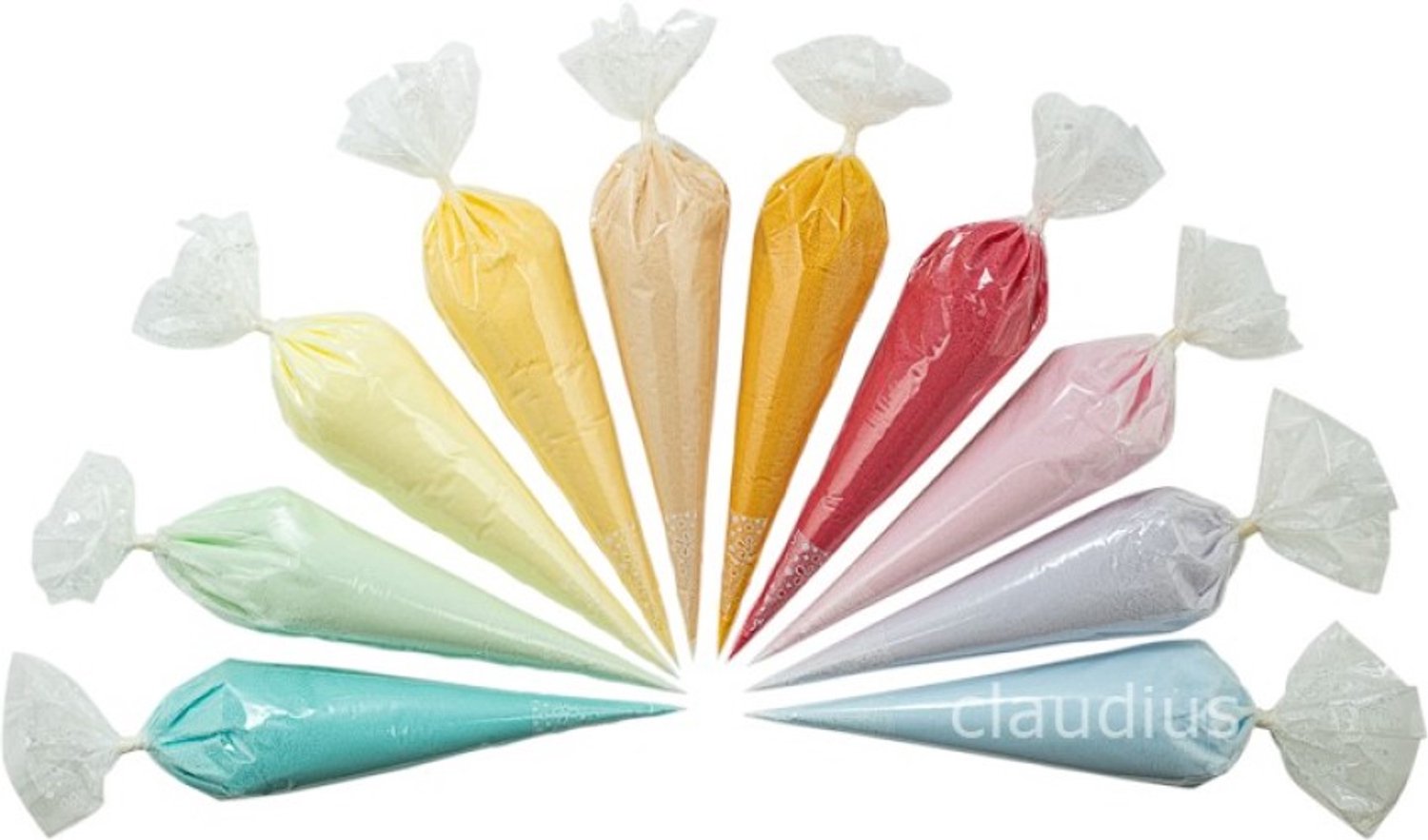 Claudius Scrubzout Rainbow - 500 gram in puntzak wit - 10 stuks - zen moment, eucalyptus, opium, lavendel, rozen, hamam, vanille, amandel, appel-kaneel en fruity melon - Hydraterende Lichaamsscrub - Body Scrub