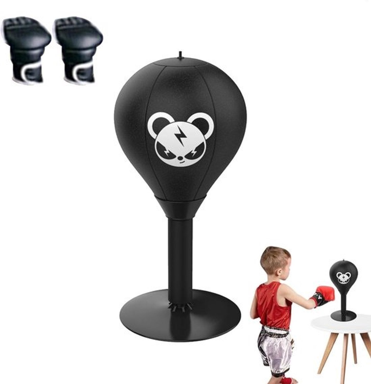 Bureau Boksbal - Flexibele stressbal - Stress verminderen - Zuignapbevestiging - 40x17.8cm - Zwart