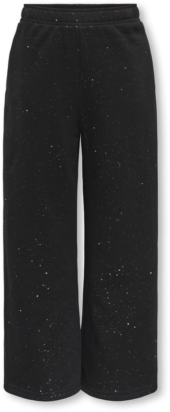Zwarte joggingbroek met wijde pijpen, glitters en een elastische tailleband.