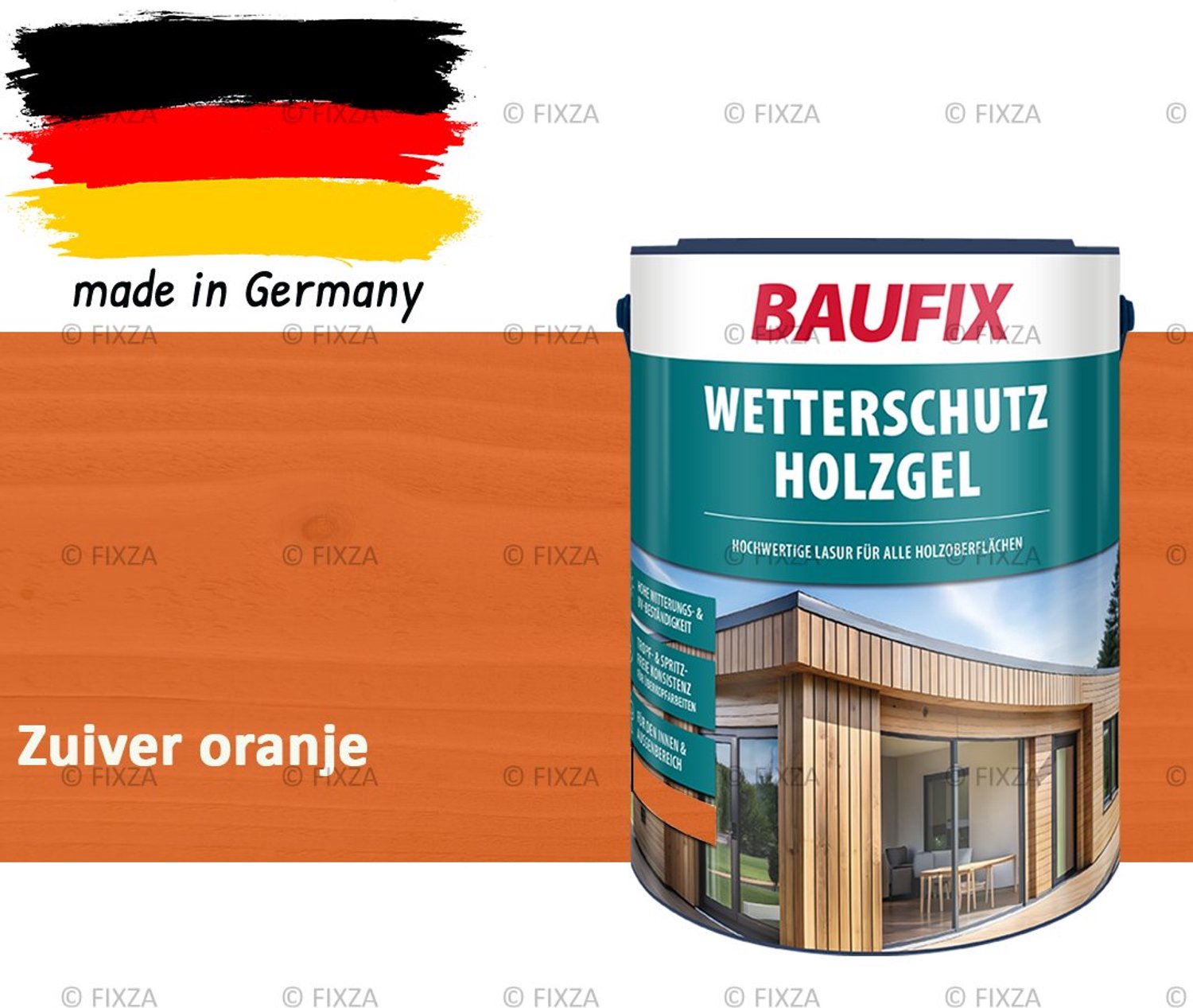 BAUFIX Buitenbeits – Zuiver oranje – Zijdeglans – 5 Liter – Voor Schutting, Tuinhuis & Blokhut – UV- & Weerbestendig
