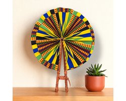 Afrikaanse handwaaier - Ankara print waaier - Multicolor Kwaku