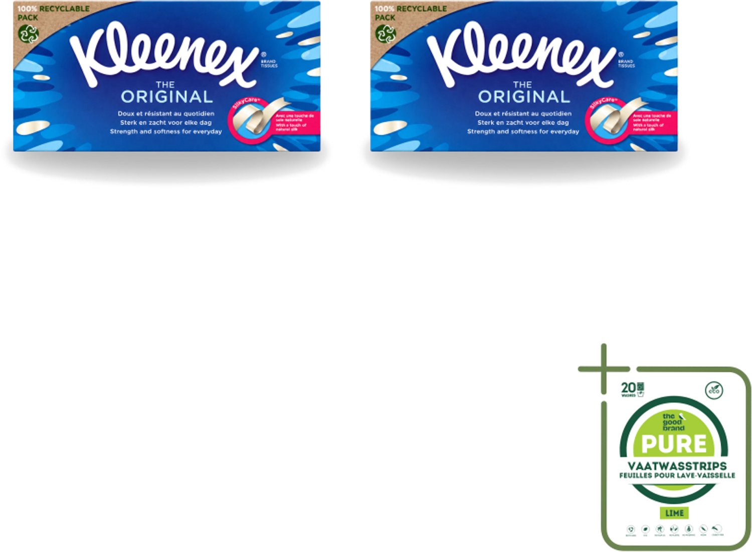 2 x Kleenex - Tissues - The Original - Voor Dagelijks Gebruik - 72 Stuks - Grootverpakking - Vaatwasstrips - Tissue - Neusdoek - Zachte Tissue - Gezin - Verkoudheid