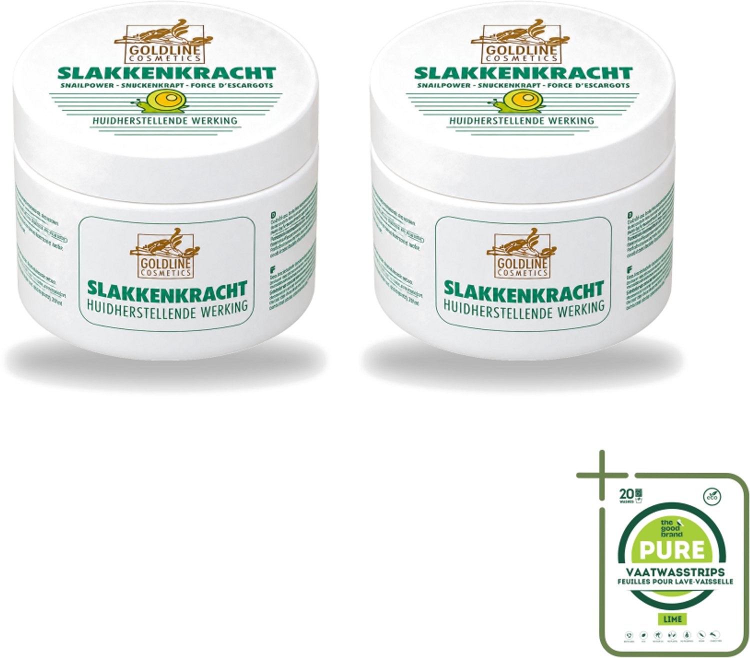 2 x Goldline - Bodycrème - Slakkenkracht - Huidverzorging - Verzachtend - 250 ml - Grootverpakking - Vaatwasstrips - Huidverzorging - Slakkenkracht - Bodycrème - Herstelcrème - Hydratatie