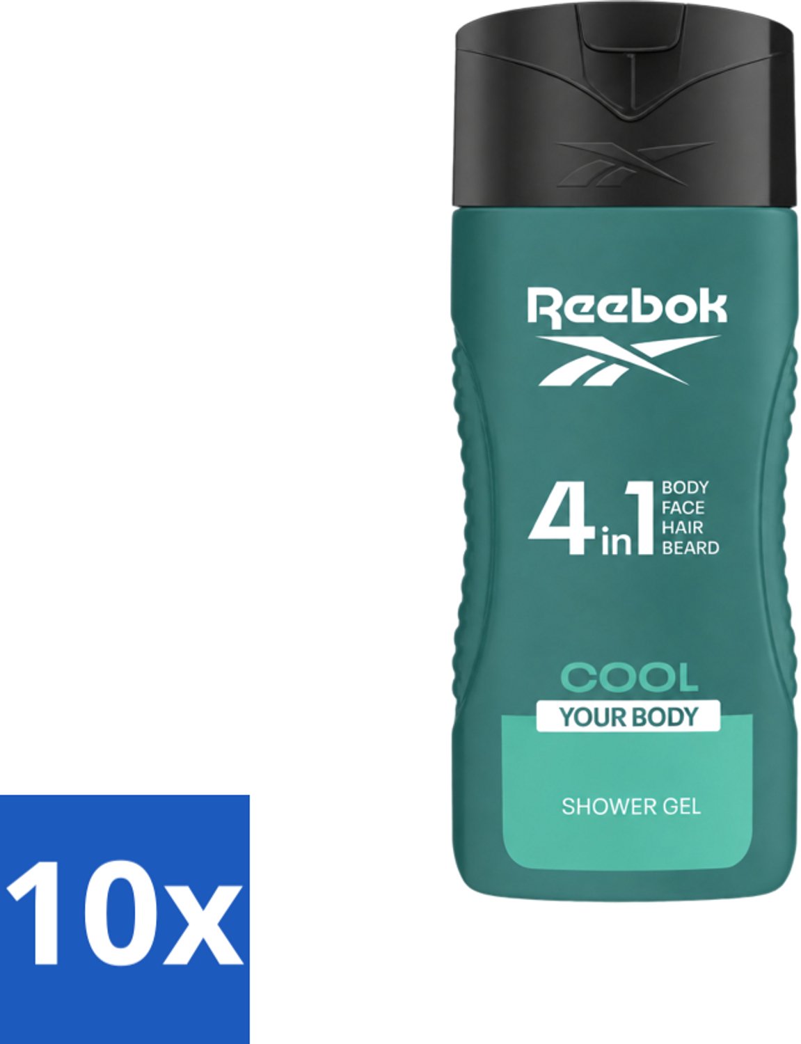 10 x Reebok - Cool Your Body - Douchegel - 4 in 1 - 400 ml - Voordeelverpakking - 10 stuks