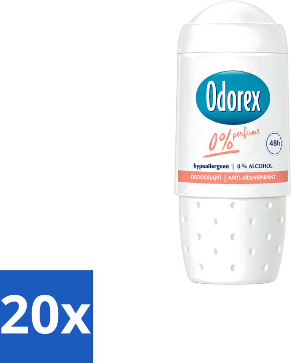 20 x Odorex - Deodorant Roller - 0% Perfume - Zonder Parfum - 50 ml - Voordeelverpakking - 20 stuks