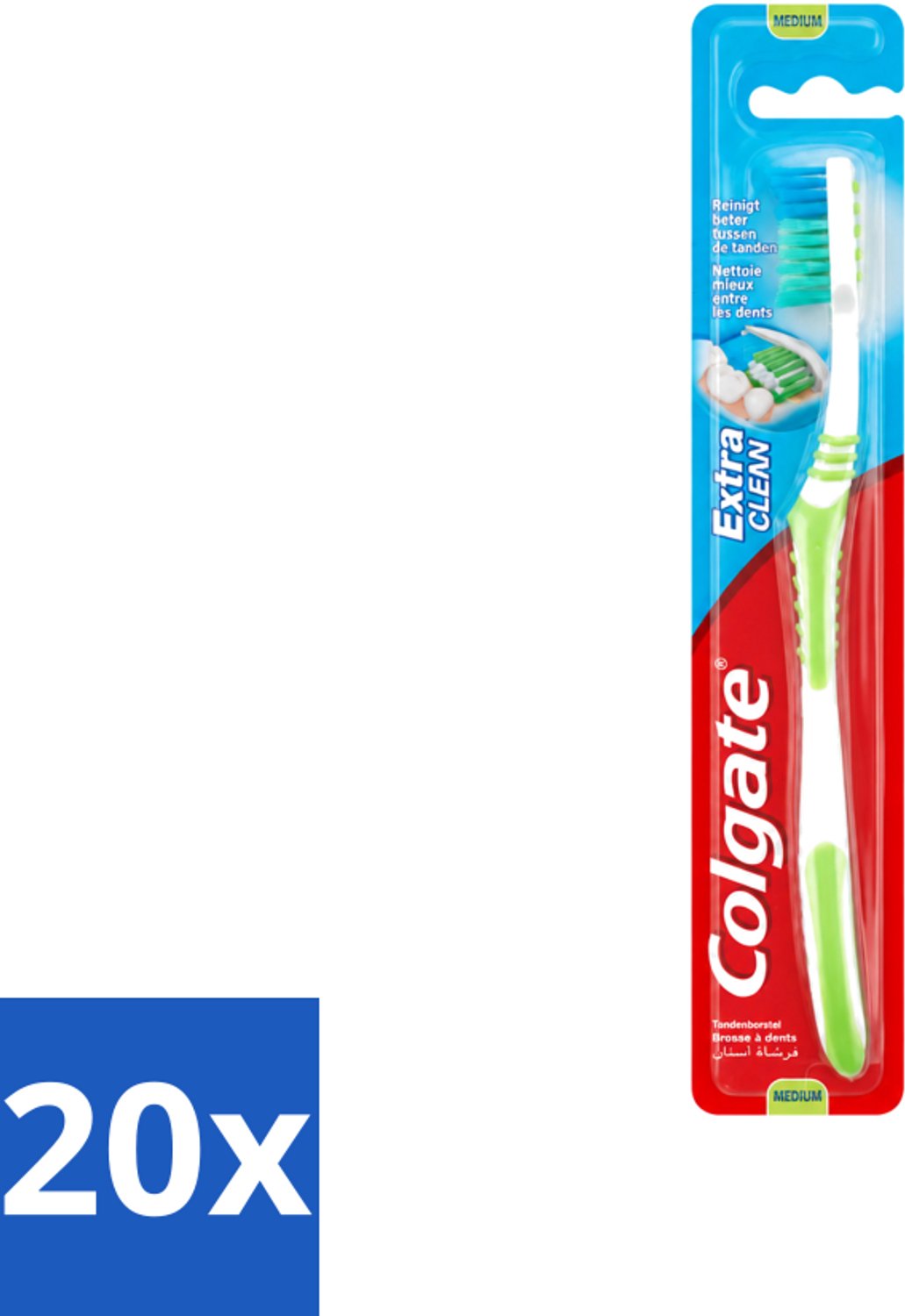 20 x Colgate - Tandenborstel - Extra Clean Medium - 1 Tandenborstel - Voordeelverpakking - 20 stuks