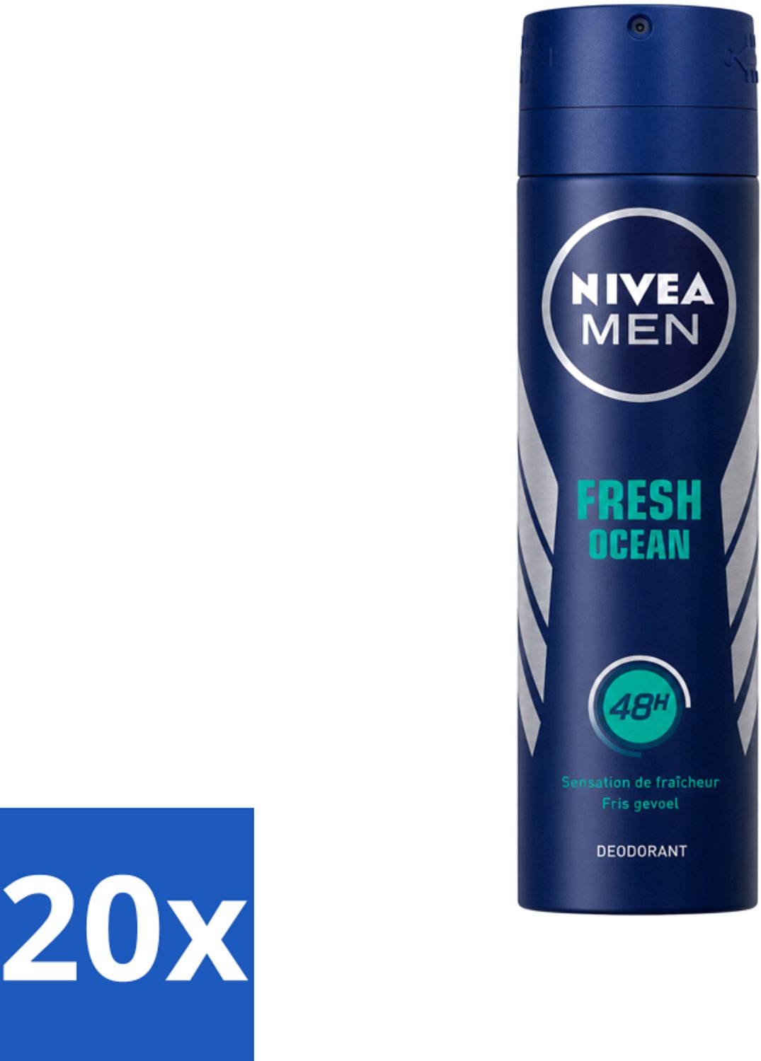 20 x Nivea - Men - Deodorant - Spray - Fresh Ocean - 48 Uur Lang Werkend - 150 ml - Voordeelverpakking - 20 stuks
