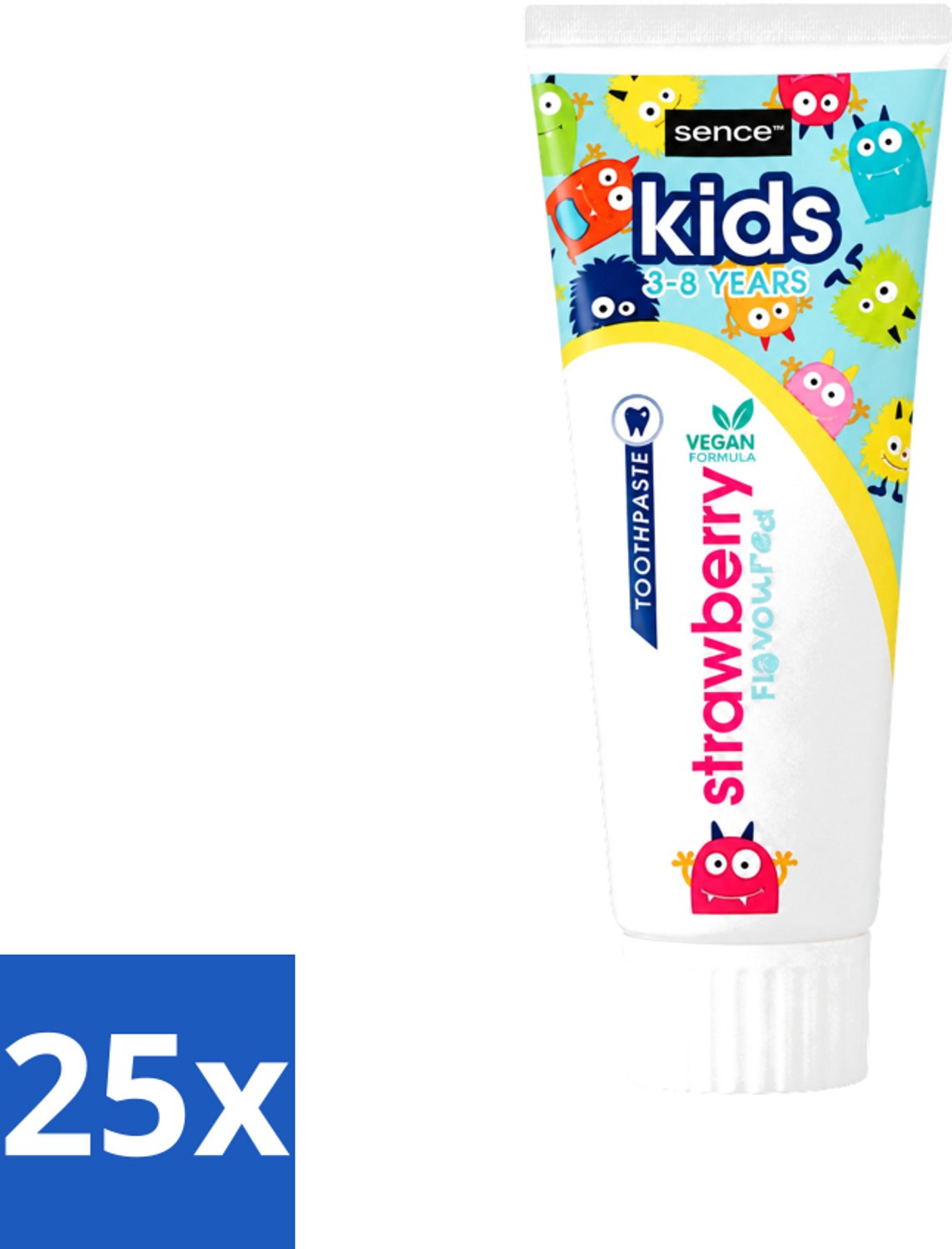 25 x Sence - Kids 3-8 Jaar - Tandpasta - Aardbei Smaak - Vegan - 75 ml - Voordeelverpakking - 25 stuks