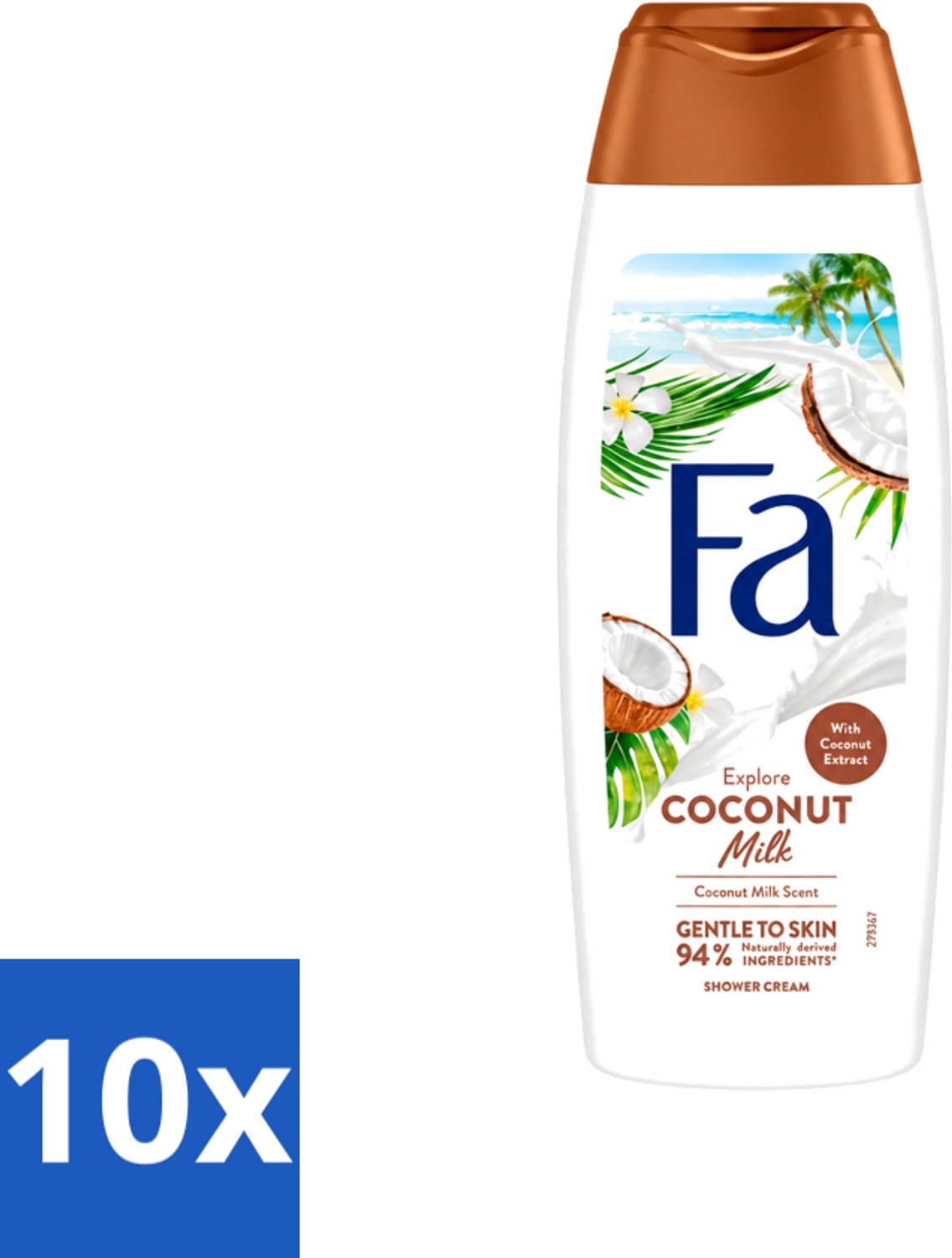 10 x Fa - Douchegel - Coconut Milk - Hydraterend & Kalmerend - Verzachtend - 250 ml - Voordeelverpakking - 10 stuks