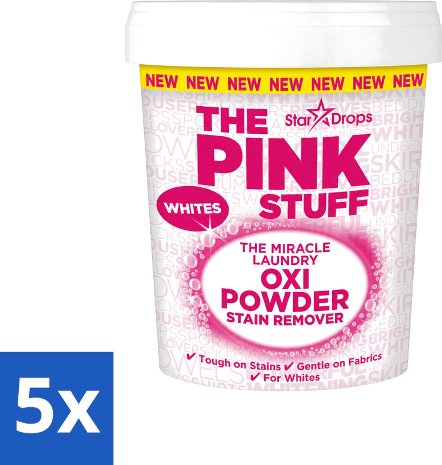 5 x The Pink Stuff - Vlekverwijderaar - Voor Witte Was - 1kg - Voordeelverpakking - 5 stuks