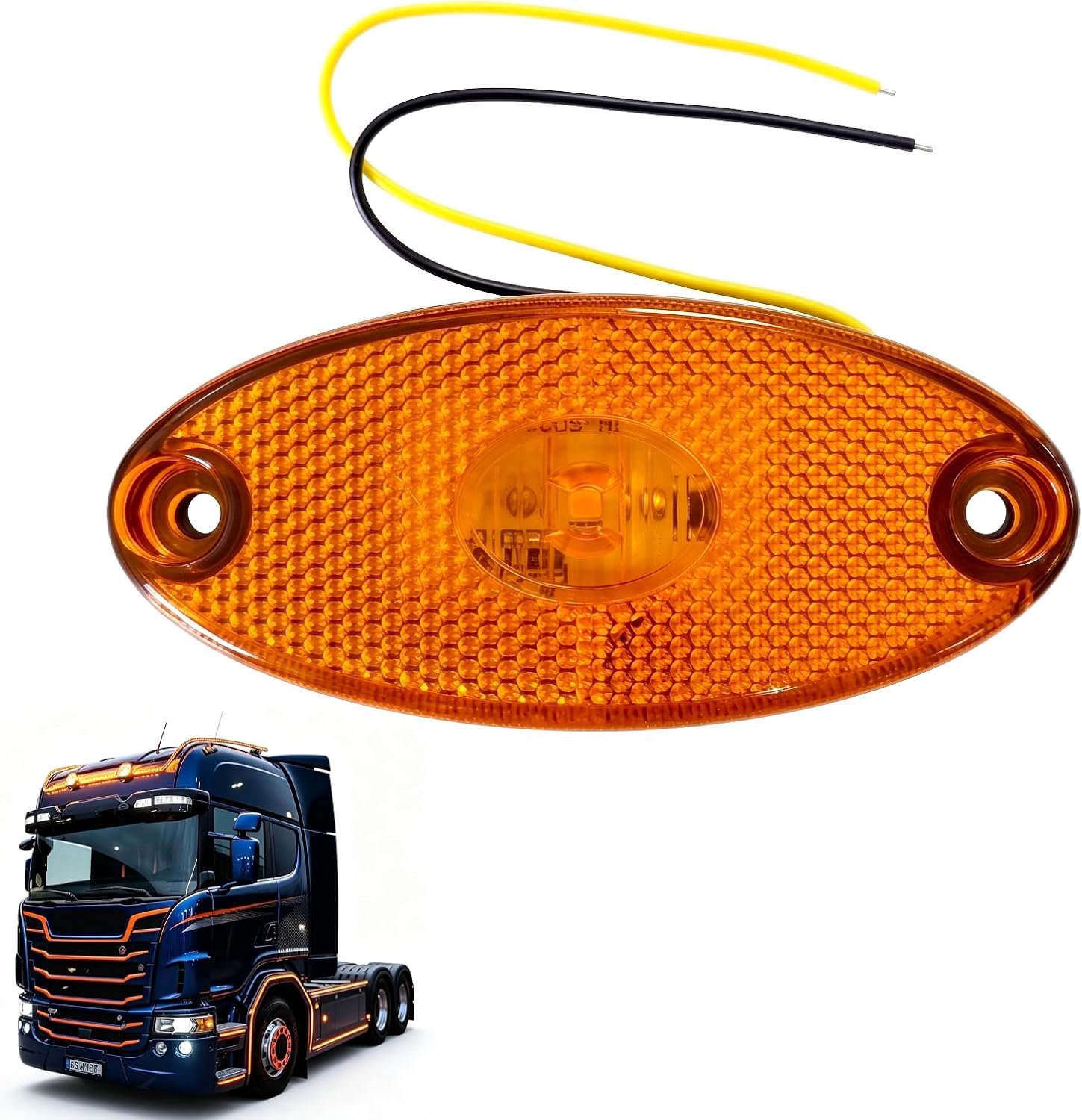 12 V, waterdicht en duurzaam, gele signaallamp voor aanhanger, camper, vrachtwagen en voertuigen, 12 V, verbeterde verkeersveiligheid, eenvoudige installatie