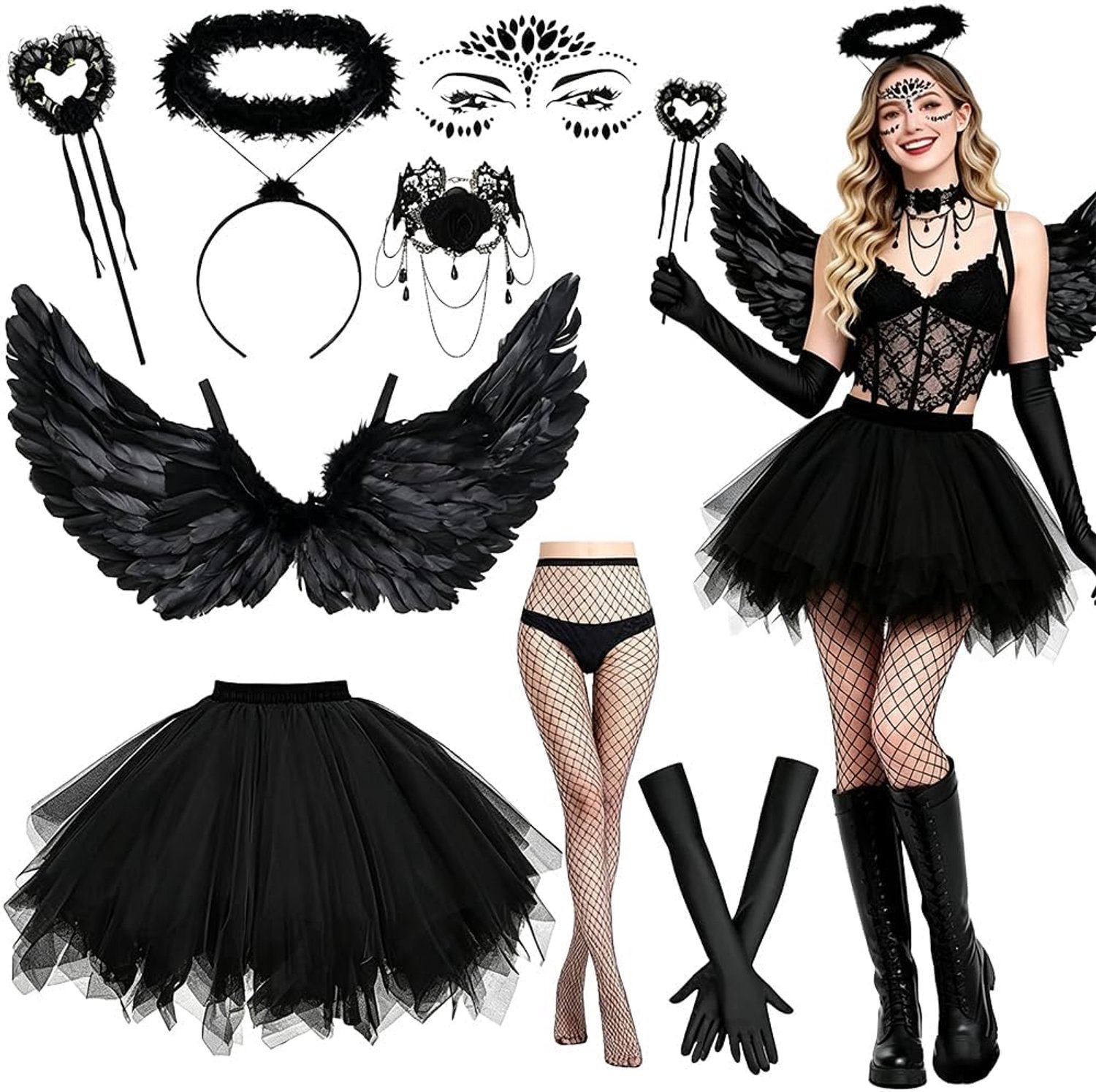 Duivelskostuum voor dames, 8-delig, voor Halloween en cosplay