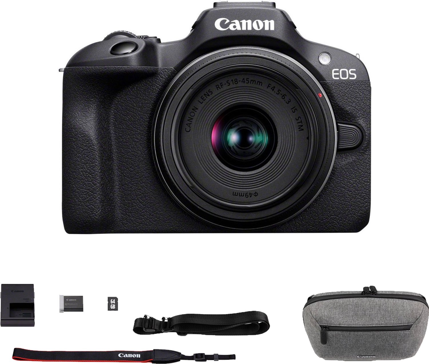 Bol.com Canon EOS R100 - Systeemcamera travel kit - + RF-S 18-45mm IS STM-lens + schoudertas, geheugenkaart & batterijpakket - A... aanbieding