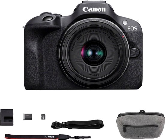 Canon EOS R100 - Systeemcamera Travelkit - + RF-S 18-45mm IS STM-lens + schoudertas, geheugenkaart & batterijpakket - Alleen verkrijgbaar bij bol — cadeau in Elektronica - foto 4