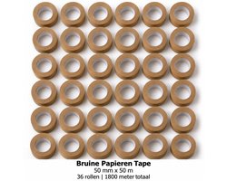 Bruine Papieren Verpakkingstape - 50 mm x 50 m - 36 Rollen