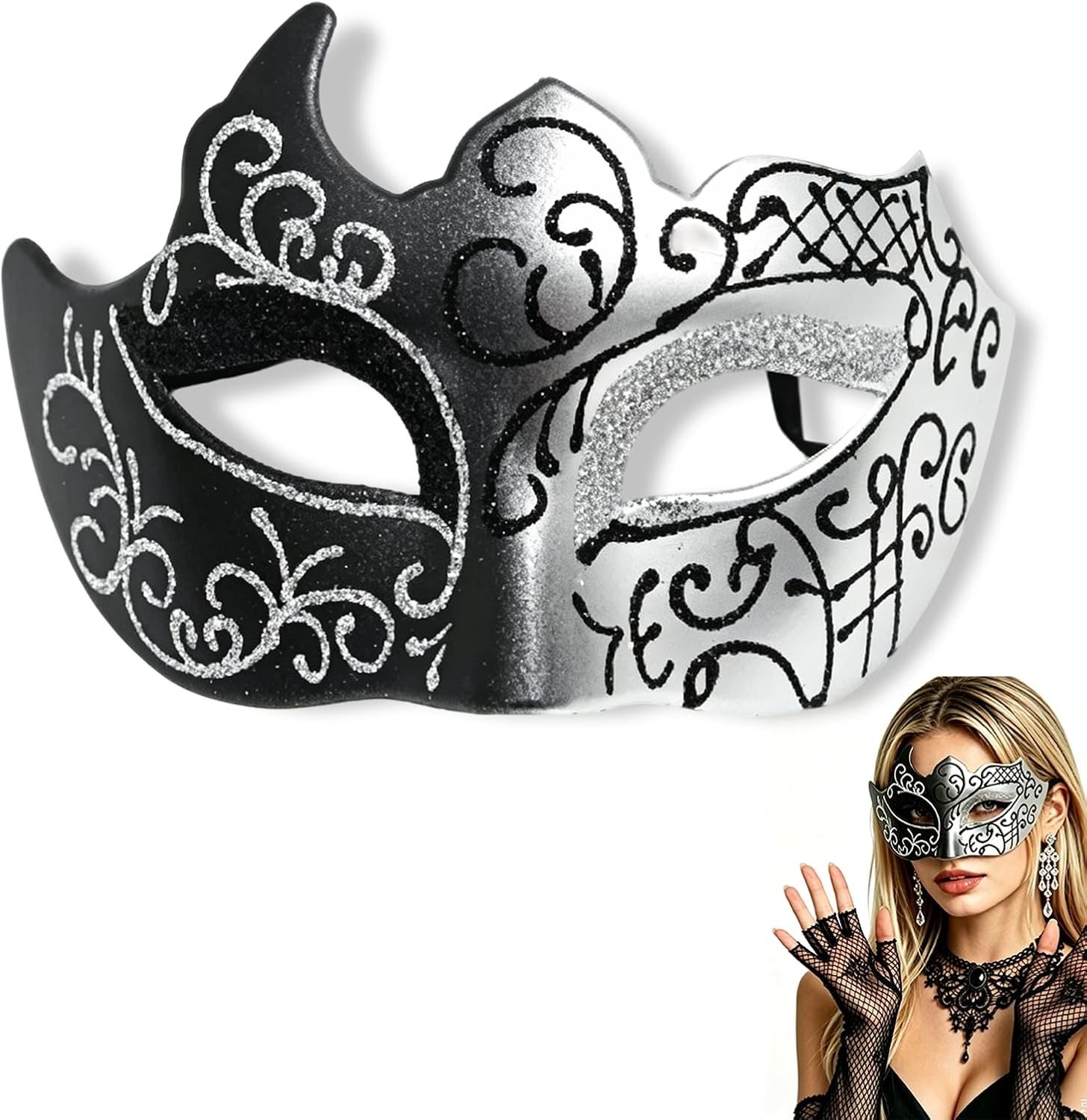 Venetiaans Halve Gezichtsmasker voor Halloween en Feestjes, Perfect voor Kostuumdecoratie en Verkleedpartijen