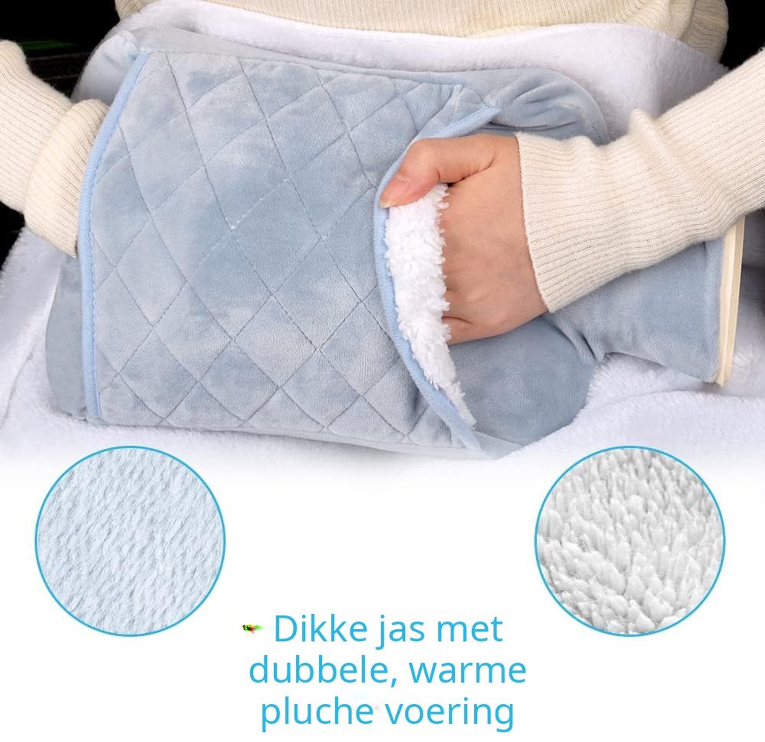Warmara Warmtekruik - Warmtezak - Herbruikbare Warmtekruik - Blauw/Grijs - 32cm x 19cm x 4cm – foto 3