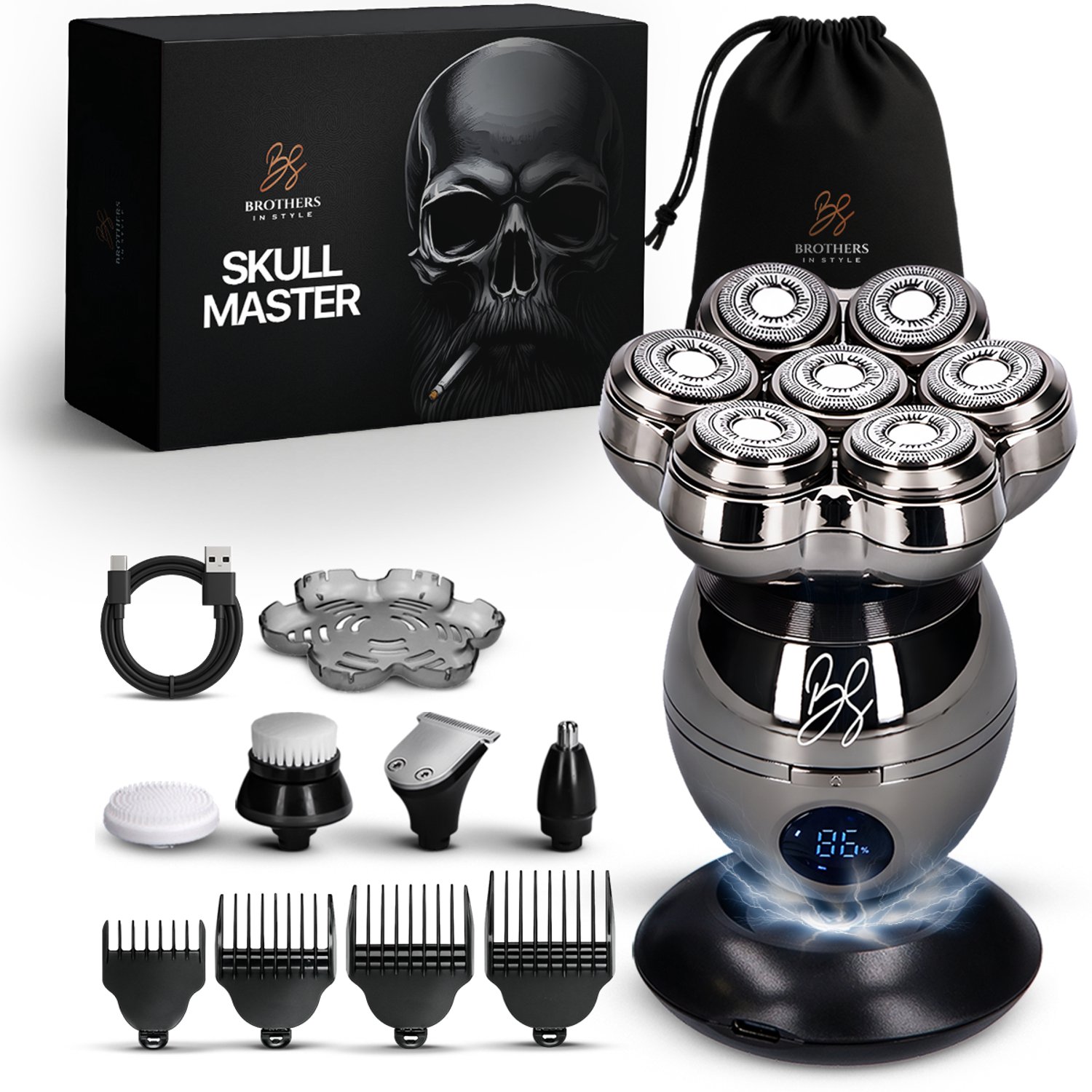 Bol.com Scheerapparaat Mannen 8-in-1 – Skull Master Pro - Hoofd Scheerapparaten – Head Shaver - Elektrische Shaver - Brothers in... aanbieding