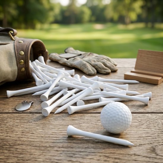 Witte houten golf tees 100 stuks – golf tees 3-1/8 inch – gladde afwerking – duurzame houten tee – traditionele golf tee – accessoires voor golf – geschikt voor training en golfspel — afbeelding 2