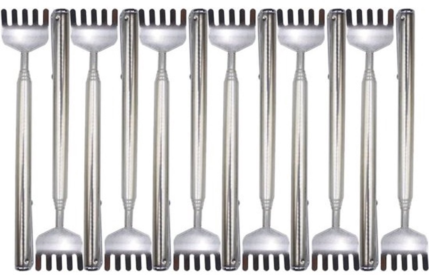 Uitschuifbare rugkrabber - Telescopisch - voor verlichting van jeuk - van roestvrij staal - 15-50 cm - zilver