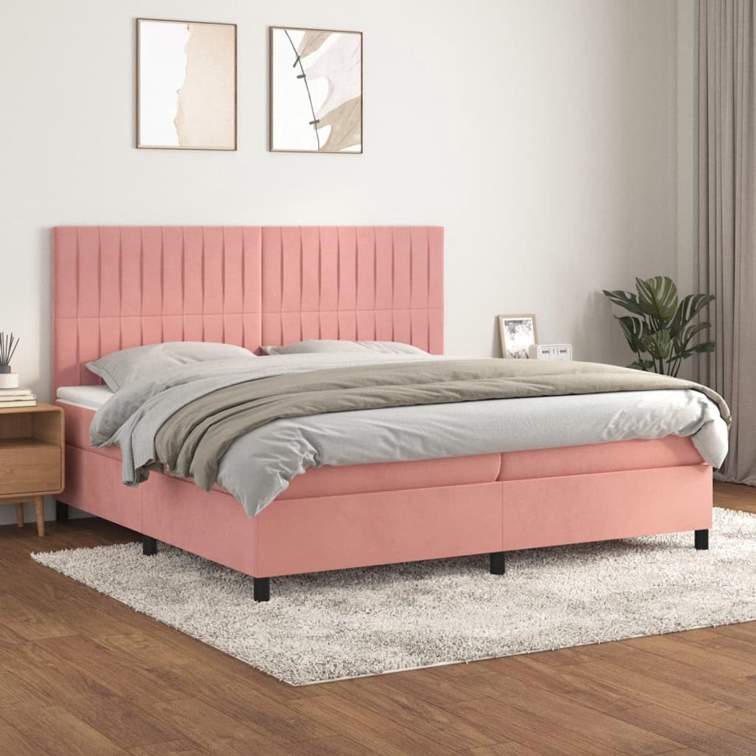 Verstelbaar hoofdbord pocketvering 200x200cm roze